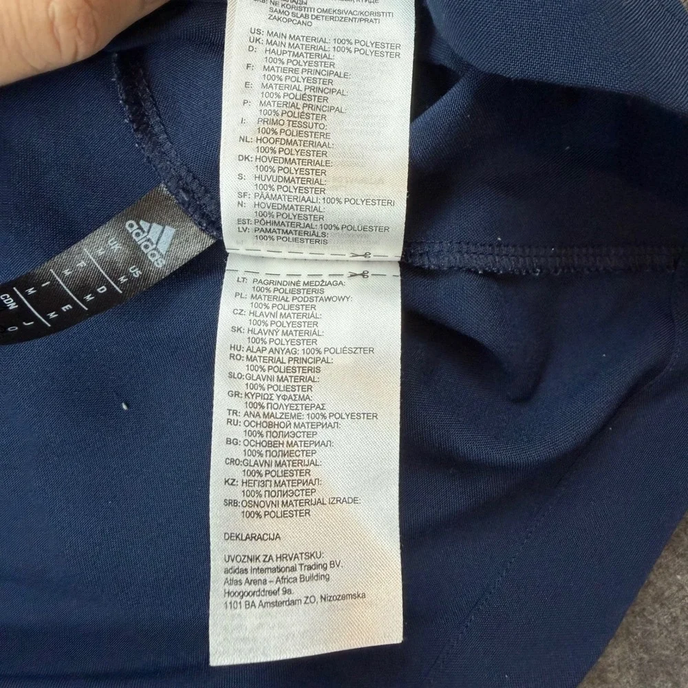 Adidas‎ Quarter Zip Pullover Men's Medium Navy Blue Short Sleeve Training Top
